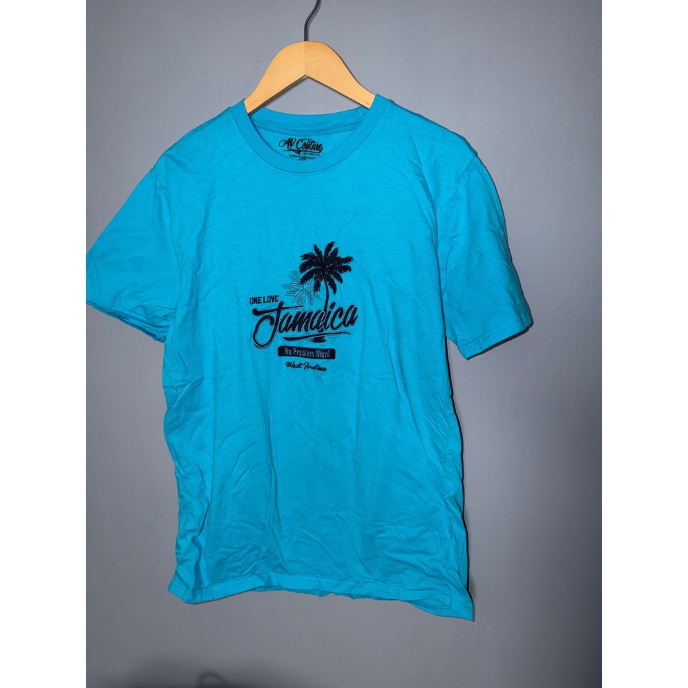 AV Couture One Love Jamaica Graphic T-Shirt Turquoise Blue Mens 2XL West Indies